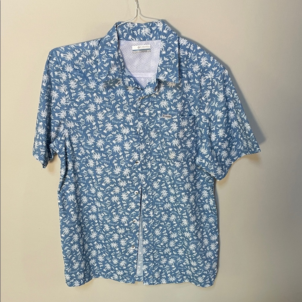 Columbia Blue and White Floral Men's Shirt